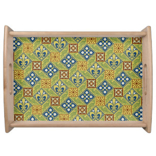 Gothic Revival Tiles Large Natural Serving Tray