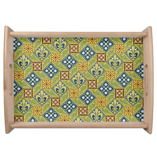 Gothic Revival Tiles Large Natural Serving Tray (Front)