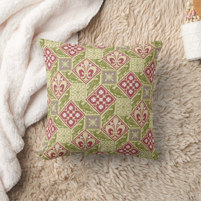 Gothic Revival Tiles Throw Pillow (Blanket)