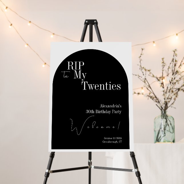 Gothic RIP 20s 30th Birthday Party Welcome Sign (In Situ (Stand))