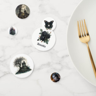 Gothic RIP to My ___ Age Dark Feminine Party Photo Confetti