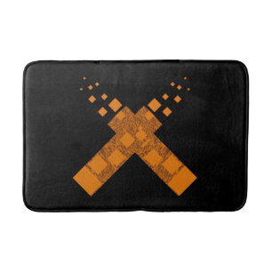Gothic Ritual Cult Cross Black Orange Pagan Fire Bath Mat