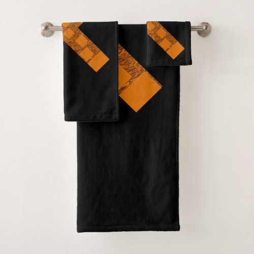 Gothic Ritual Cult Cross Black Orange Pagan Fire  Bath Towel Set