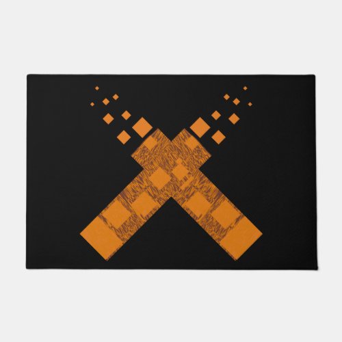 Gothic Ritual Cult Cross Black Orange Pagan Fire Doormat