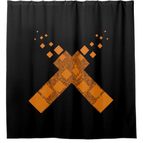 Gothic Ritual Cult Cross Black Orange Pagan Fire  Shower Curtain