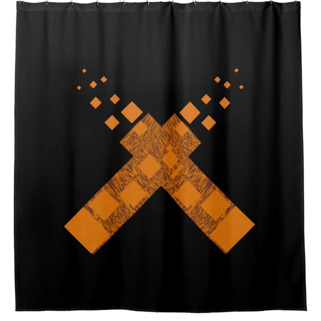 Gothic Ritual Cult Cross Black Orange Pagan Fire  Shower Curtain (Front)