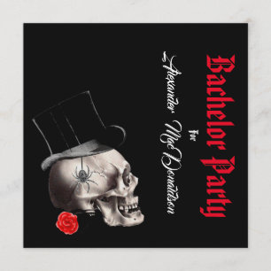 Gothic, rock or biker black bachelor party invitation