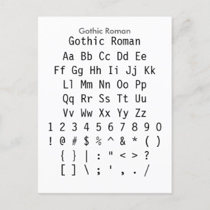 Gothic Roman - Zazzle Font Sampler Sheet Postcard