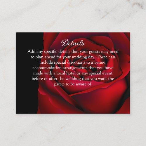 Gothic Romance Bold Red Rose Enclosure Card