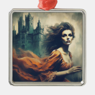 Gothic Romance Book Cover Spooky Castle Horror Metal Ornament
