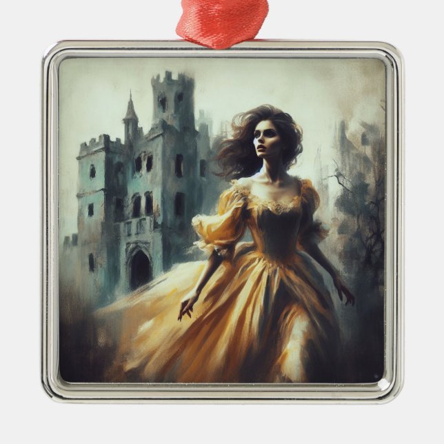 Gothic Romance Book Cover Spooky Castle Horror Metal Ornament (Front)