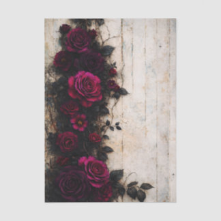 Gothic Romance Dark Burgundy Roses FE1L Decoupage Tissue Paper