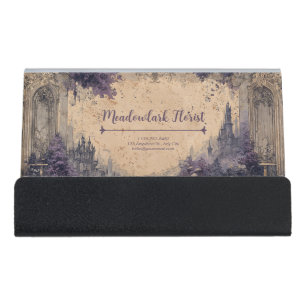 Gothic Romance Fairytale Castle Ruins Desk Business Card Holder