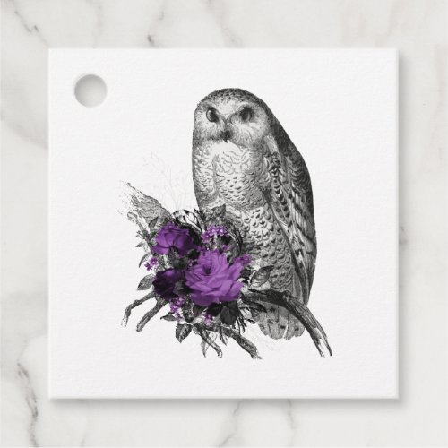 Gothic Romance Floral Owl Favor Tags