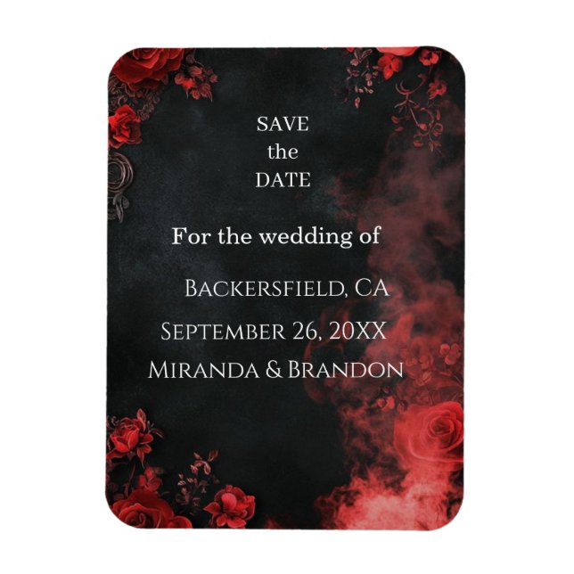 Gothic Romance Floral Save the Date Magnet (Vertical)