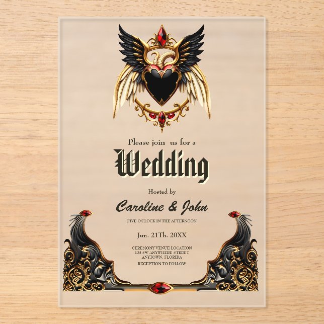 Gothic Romance, In the Shadows of Love Acrylic Invitations (Front)