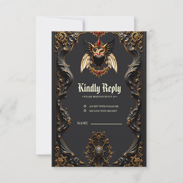 Gothic Romance, In the Shadows of Love.  RSVP Card (Front)