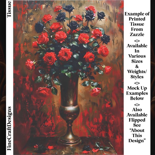 Gothic Romance Red and Black Roses EF7L Decoupage Tissue Paper (Creator Uploaded)