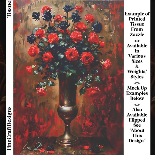 Gothic Romance Red and Black Roses EF7R Decoupage Tissue Paper (Creator Uploaded)