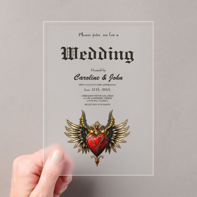 Gothic Romance, the heart of passion.  Acrylic Invitations (Insitu (Handheld))