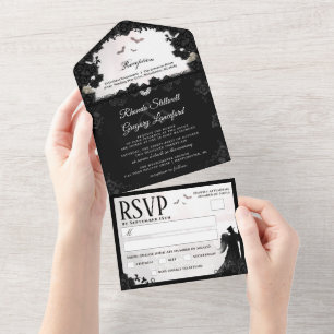 Gothic Romance Wedding (Menu RSVP) All In One Inv All In One Invitation