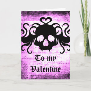 Gothic romantic fanged skull holiday card