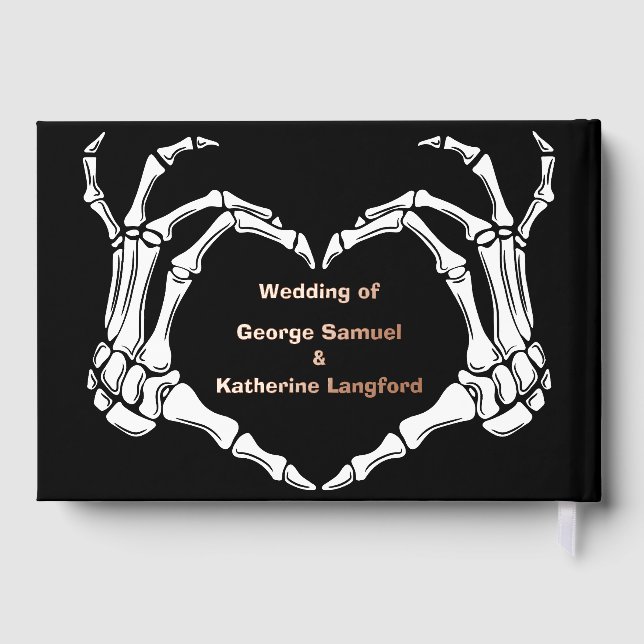 Gothic Romantic Skeleton Hand Halloween Wedding Foil Guest Book (Back)