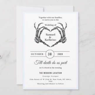 Gothic Romantic Skeleton Hand Halloween Wedding Invitation