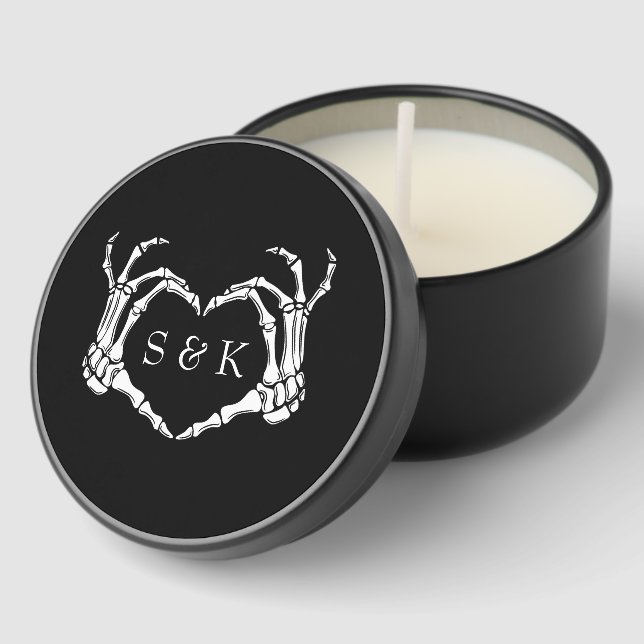 Gothic Romantic Skeleton Hand Halloween Wedding Mini Candle Favors (Corner)