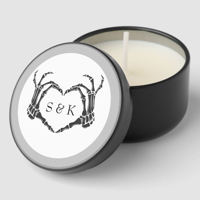 Gothic Romantic Skeleton Hand Halloween Wedding Mini Candle Favors (Corner)