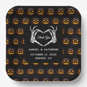 Gothic Romantic Skeleton Hand Halloween Wedding Paper Plates