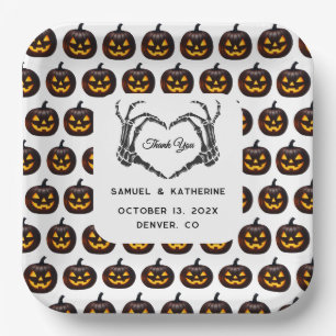 Gothic Romantic Skeleton Hand Halloween Wedding Paper Plates