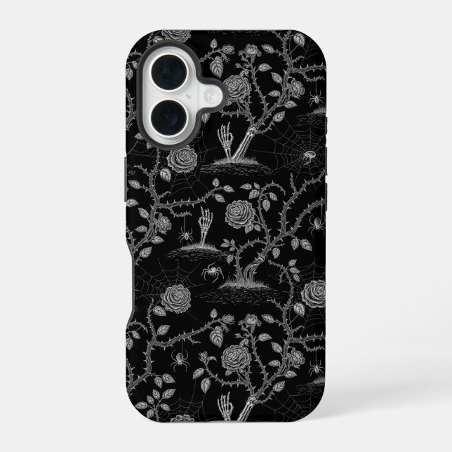 Gothic Rose and Bone Pattern Iphone Case (Back)