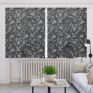 Gothic Rose and Bone Pattern Sheer Curtains
