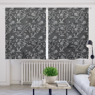 Gothic Rose and Bone Pattern Sheer Curtains