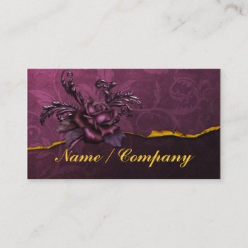 Gothic Rose And Damask Business Card by RainbowCards at Zazzle