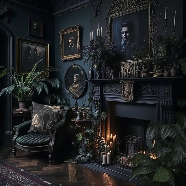 Gothic Rose and Key Hole Throw Pillow (Creator Uploaded)