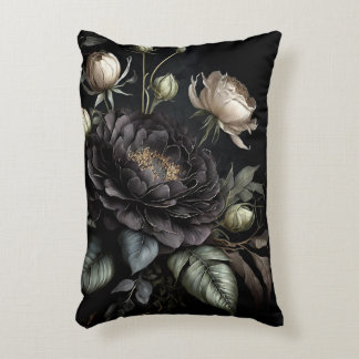 Gothic Rose Arrangement Black Flower Accent Pillow