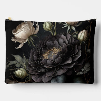 Gothic Rose Arrangement Black Flower Accessory Pouch