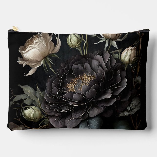  Gothic Rose Arrangement Black Flower Accessory Pouch (Front)