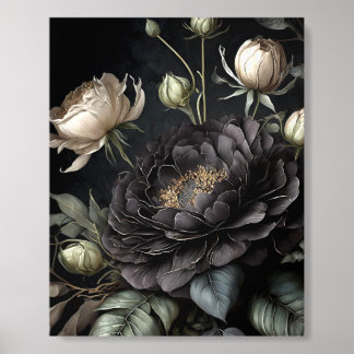 Gothic Rose Arrangement Black Flower Acrylic Photo Tile
