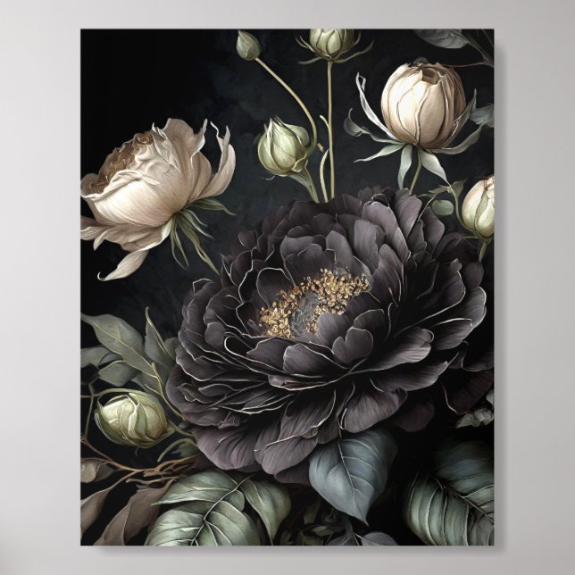  Gothic Rose Arrangement Black Flower Acrylic Photo Tile (Front Set)