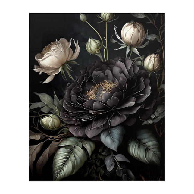  Gothic Rose Arrangement Black Flower Acrylic Print (Front)