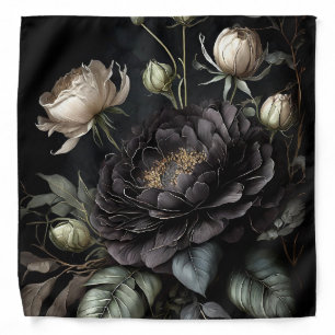 Gothic Rose Arrangement Black Flower Bandana