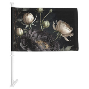 Gothic Rose Arrangement Black Flower Car Flag