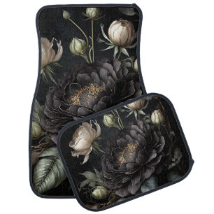  Gothic Rose Arrangement Black Flower Car Floor Mat