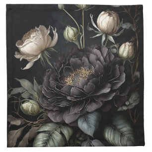  Gothic Rose Arrangement Black Flower Cloth Napkin