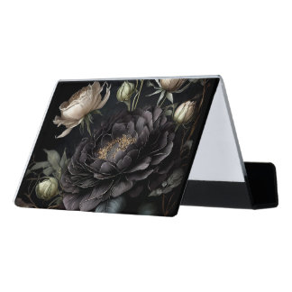  Gothic Rose Arrangement Black Flower Desk Business Card Holder