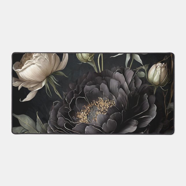  Gothic Rose Arrangement Black Flower Desk Mat (Front)