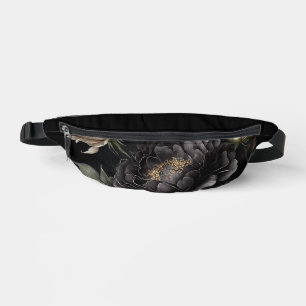 Gothic Rose Arrangement Black Flower Fanny Pack